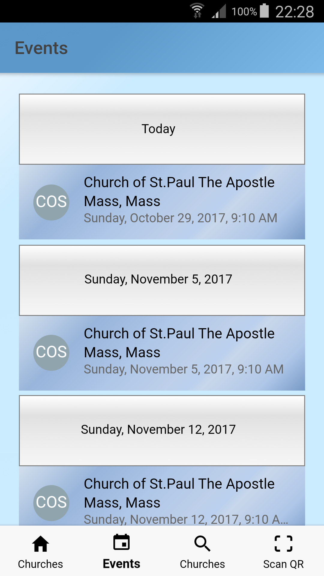 how events are displayed