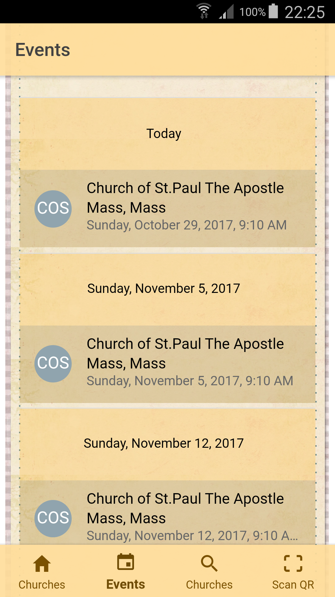 how events are displayed